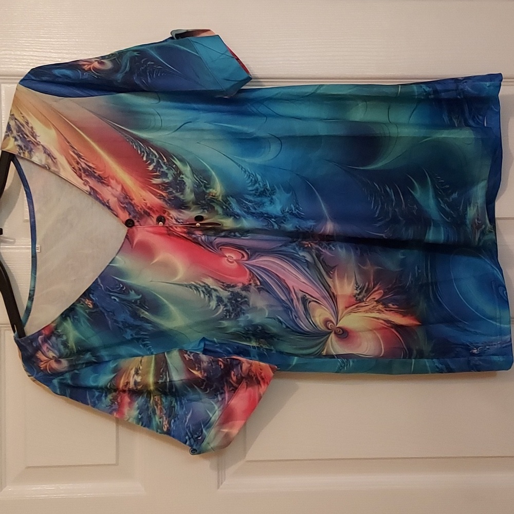 Women's casual v neck w split short sleeve top NWT